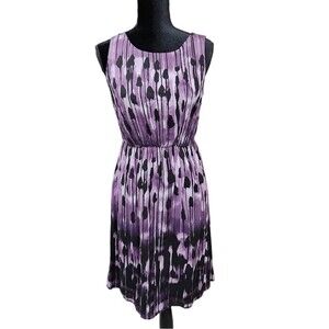 J Jill Sleeveless Elastic Waist Blouson Tank Dress Purple Black Size S
